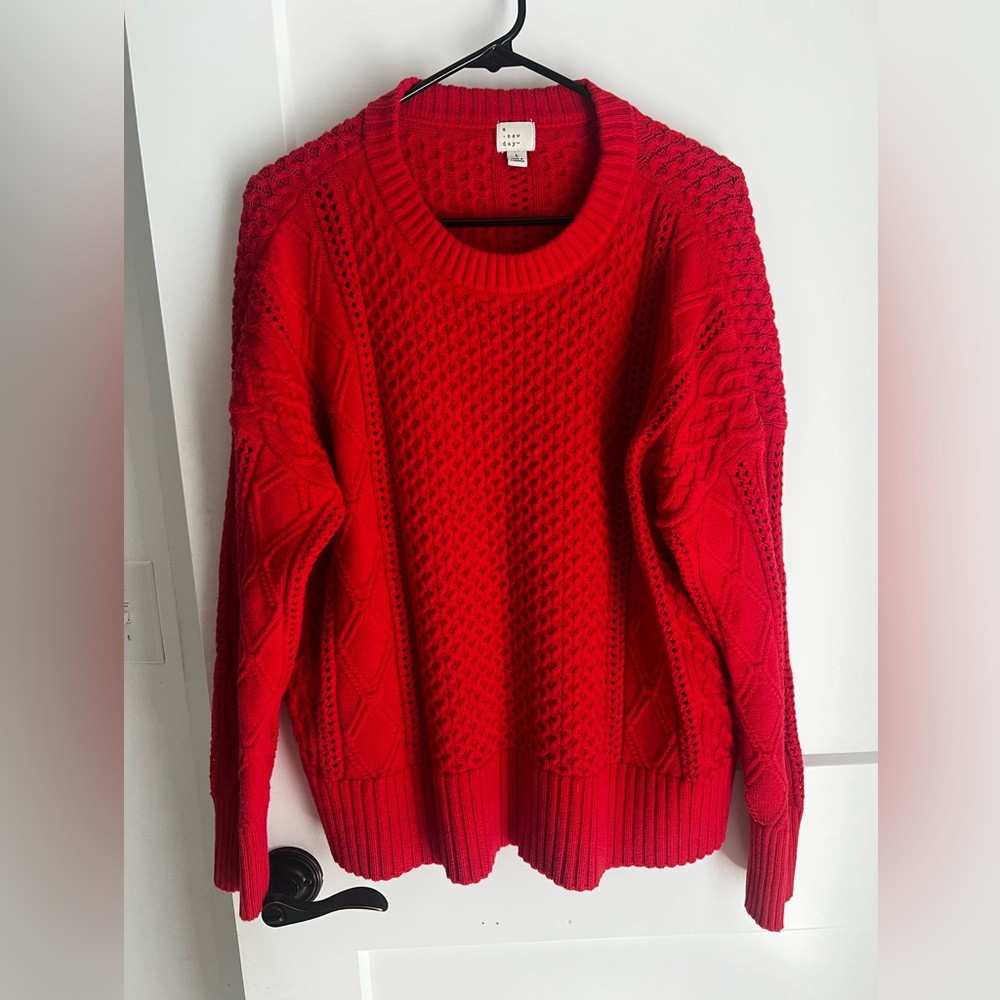 Red Cable Knit Sweater